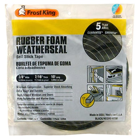 Thermwell Products Thermwell R738H Sponge Rubber Weather-Strip Tape, Black TH575021